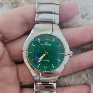 Giani-Giorgio Silver Band With Blue Green Face Quartz Watch